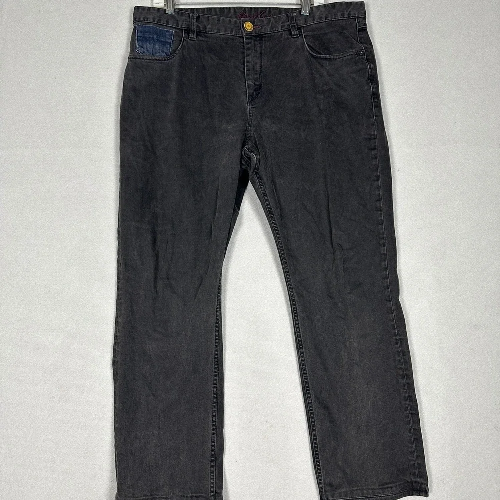Robert Graham Classic Yates Jeans Mens 36 Black Straight Leg Stretch Denim Pants